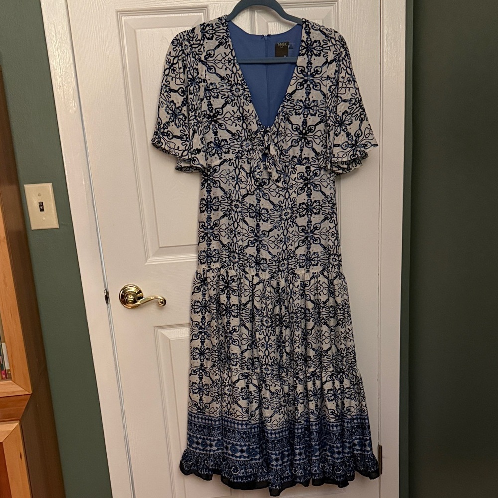 Taylor Tie front tile print Maxi Dress